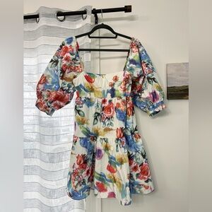 Amanda Uprichard Floral Puff Sleeve Dress